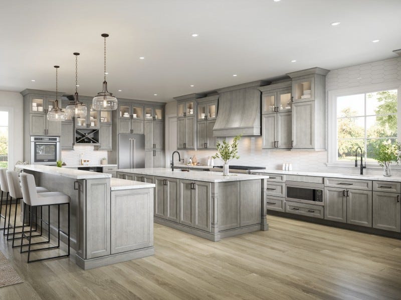 Oxford Series Mist cabinets in a finished kitchen