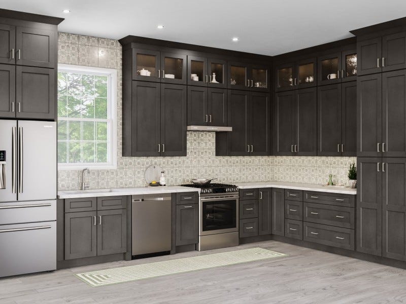 Shaker Series Cinder cabinets in a finished kitchen