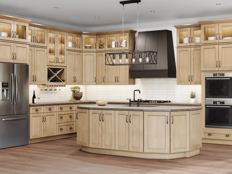 Shaker Series Honey cabinets in a finished kitchen
