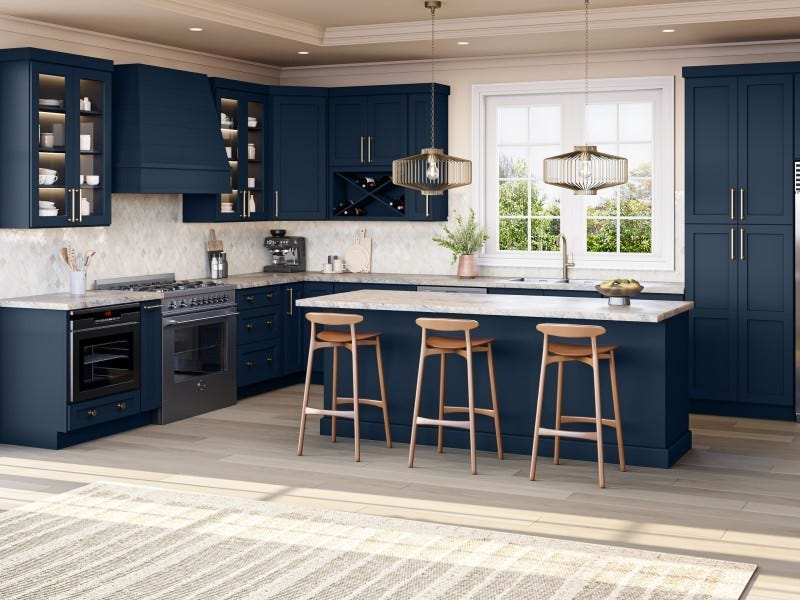 Shaker Series Navy cabinets in a finished kitchen