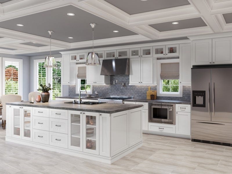 Shaker Series White cabinets in a finished kitchen